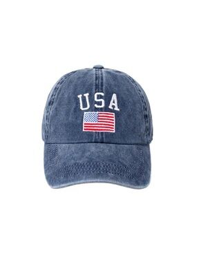 USA Embroidered Baseball Cap in Washed Navy